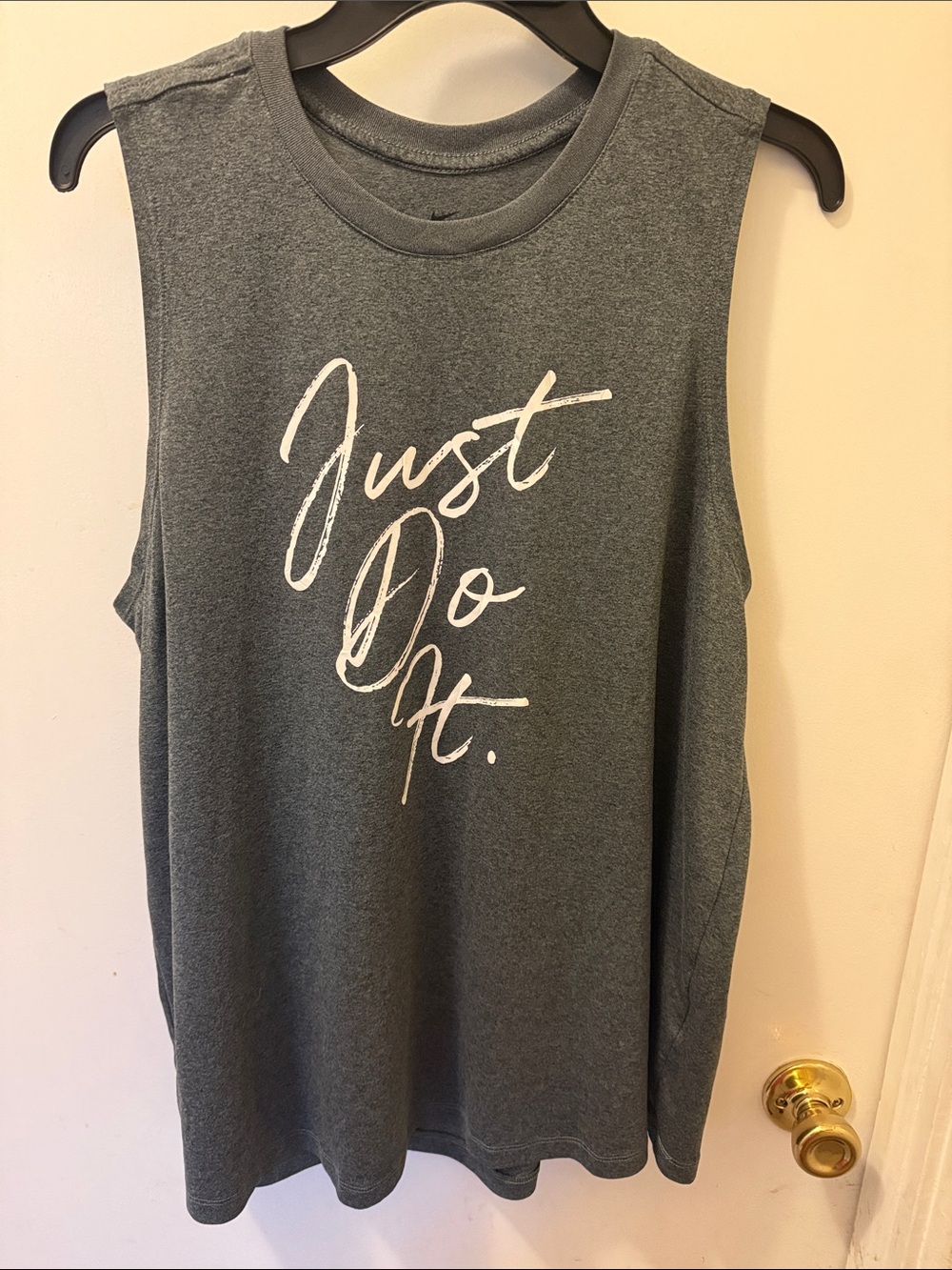 Nike Gray Sleeveless Tank with White "Just Do It." Script
